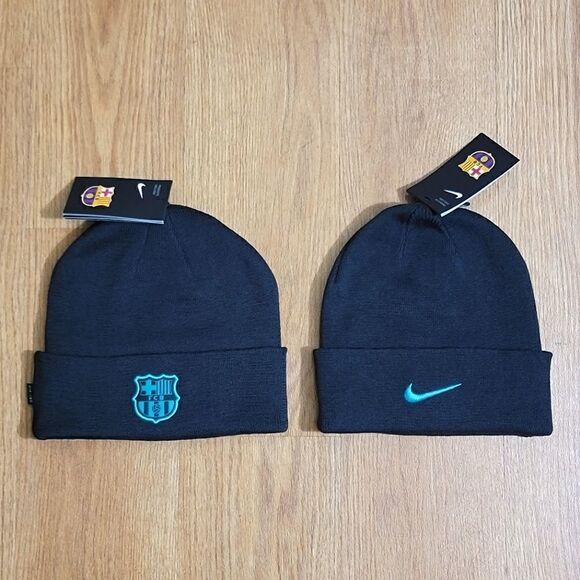 Nike F.C. Barcelona Black Blue Beanie Hat Cable Knit Dri-Fit Unisex New Barca - Picture 1 of 6